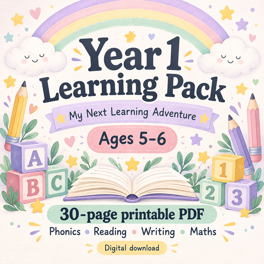 Year 1 Learning Pack | Ages 5–6 | 30-Page Printable PDF