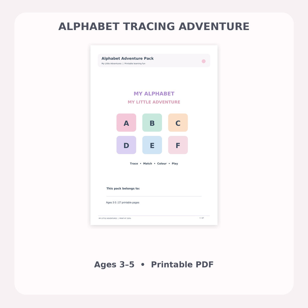 Alphabet Tracing Worksheets Ages 3–5 | My Little Adventures