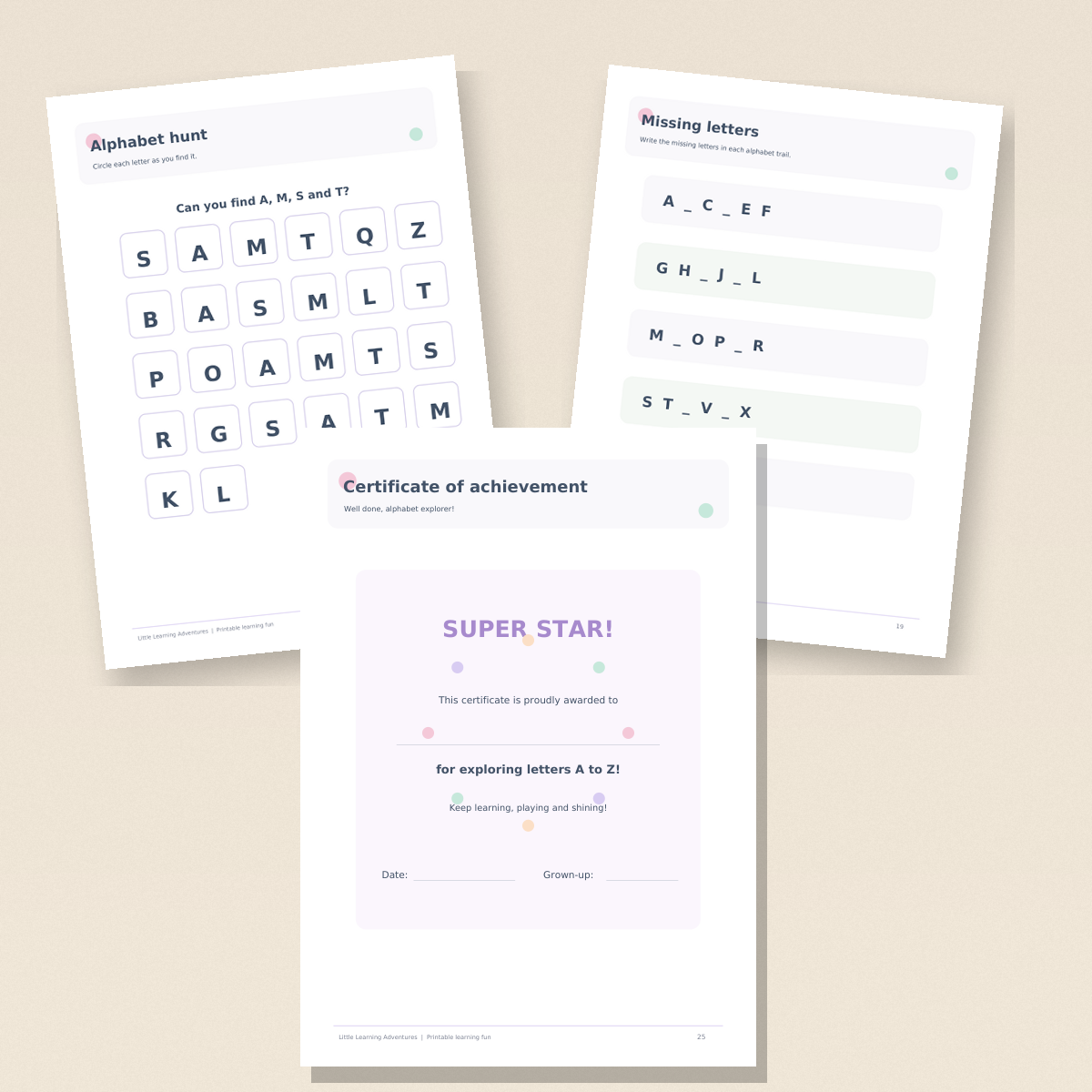 My Alphabet Adventure Pack | Printable ABC Learning Activities | Ages 3–5